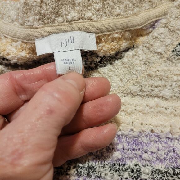 J. Jill Womens Striped Textured Short Sleeve Sweater BlousePastel Top L Sping - Picture 7 of 7